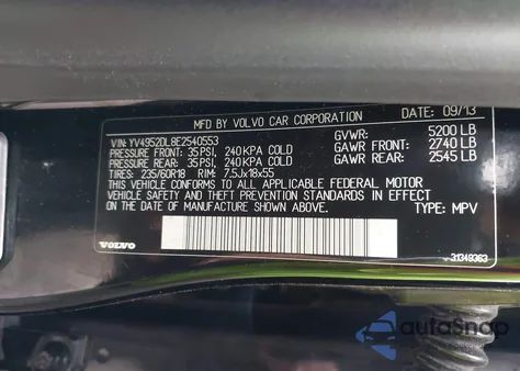 2014 Volvo Xc60 3.2 from USA, damaged, VIN YV4952DL8E2540553